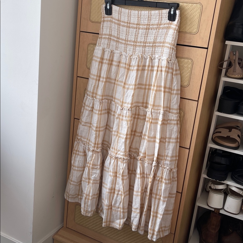 American Eagle Plaid Smocked Prairie Maxi Skirt Size Small
